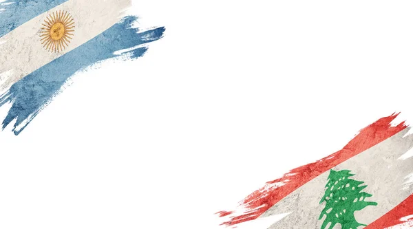 흰 바탕에는 아르헨티나와 레바논의 국기 — 스톡 사진